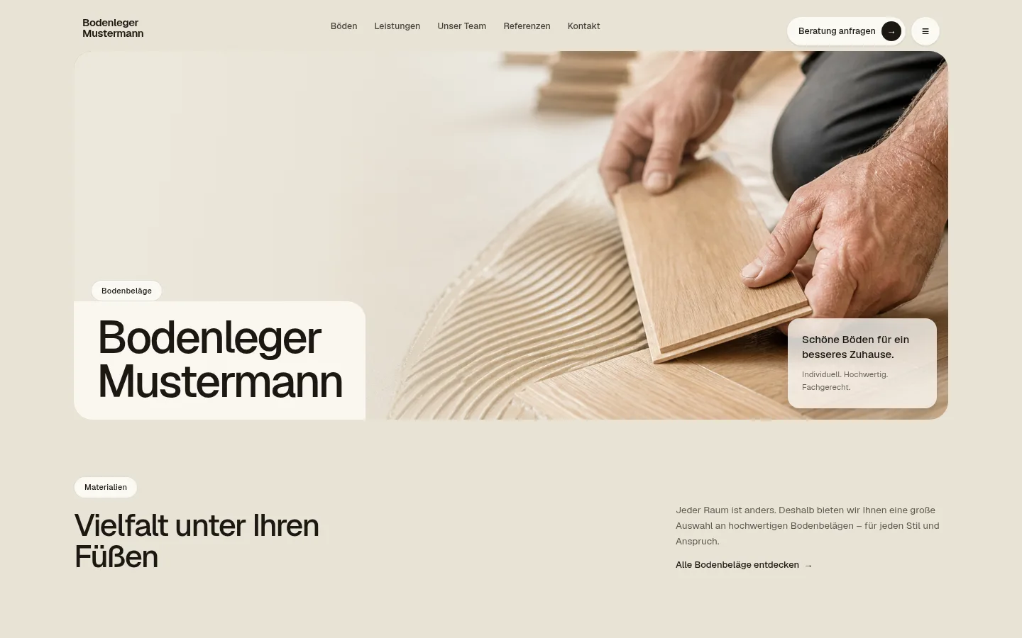 Vorschau des Website-Musters für Bodenleger