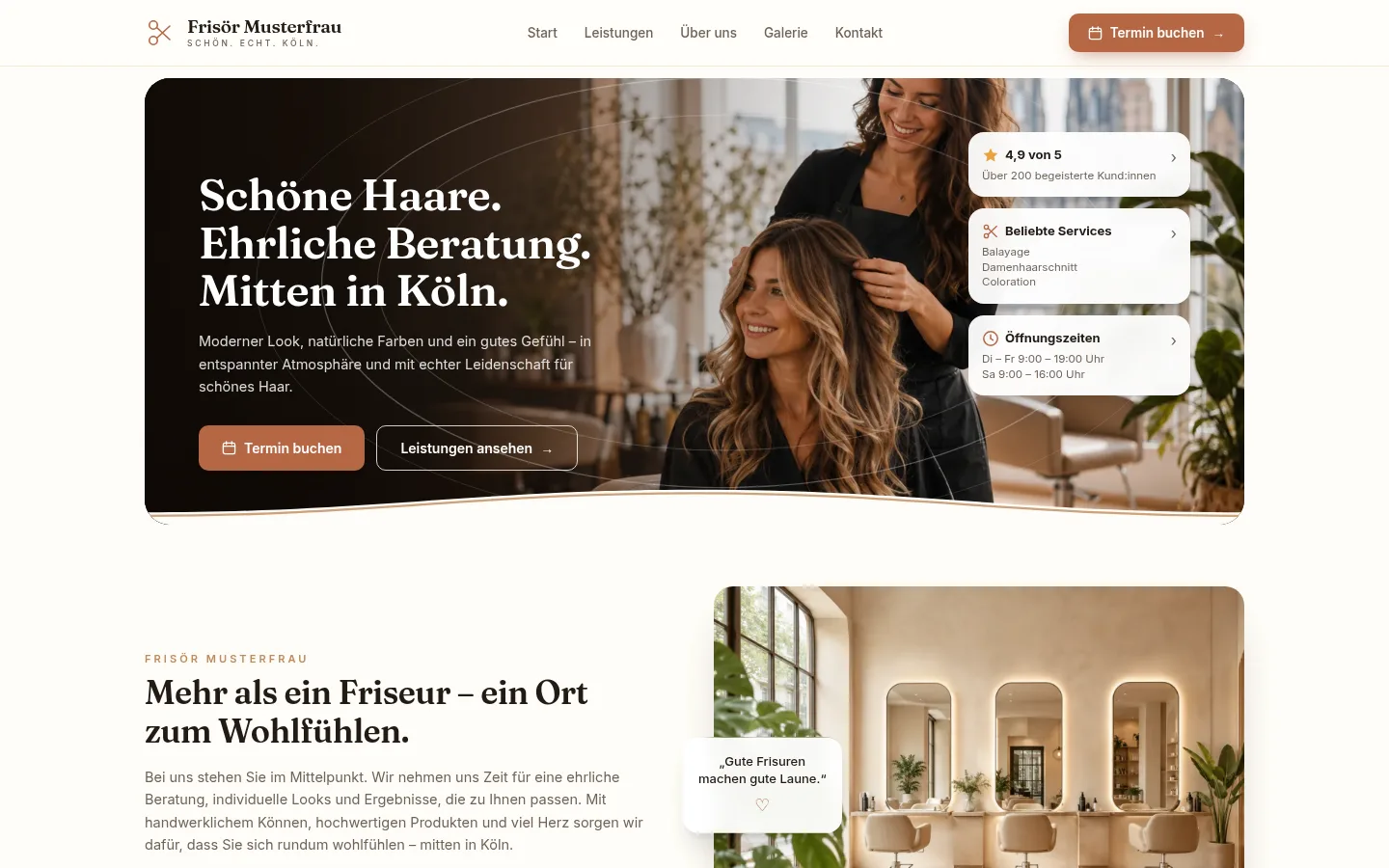 Vorschau des Website-Musters für Friseursalon