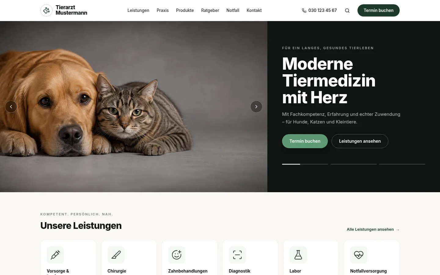 Vorschau des Website-Musters für Tierarztpraxis
