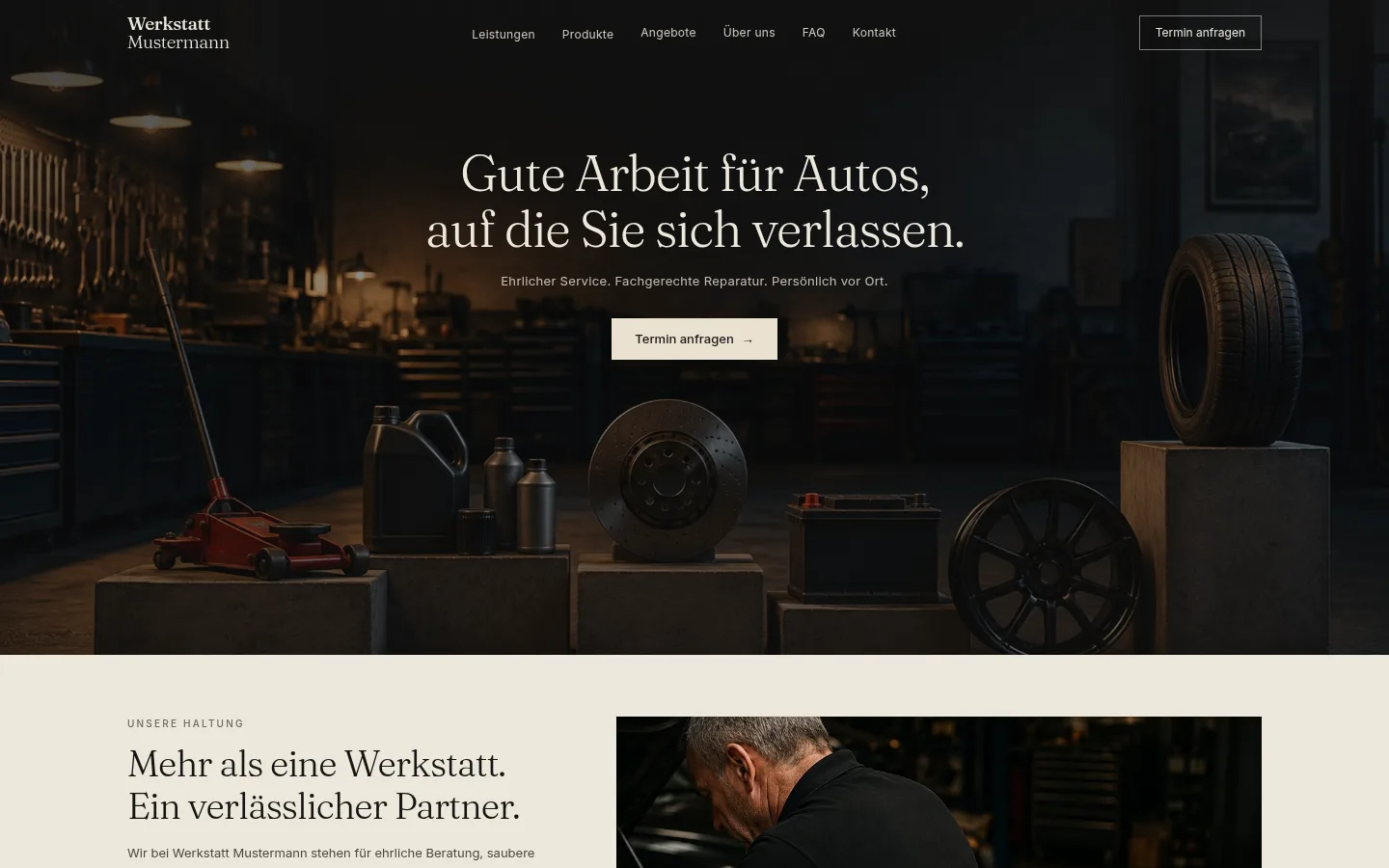 Vorschau des Website-Musters für Kfz-Werkstatt